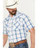 Image #2 - Ely Walker Men's Plaid Print Short Sleeve Pearl Snap Western Shirt, Blue, hi-res