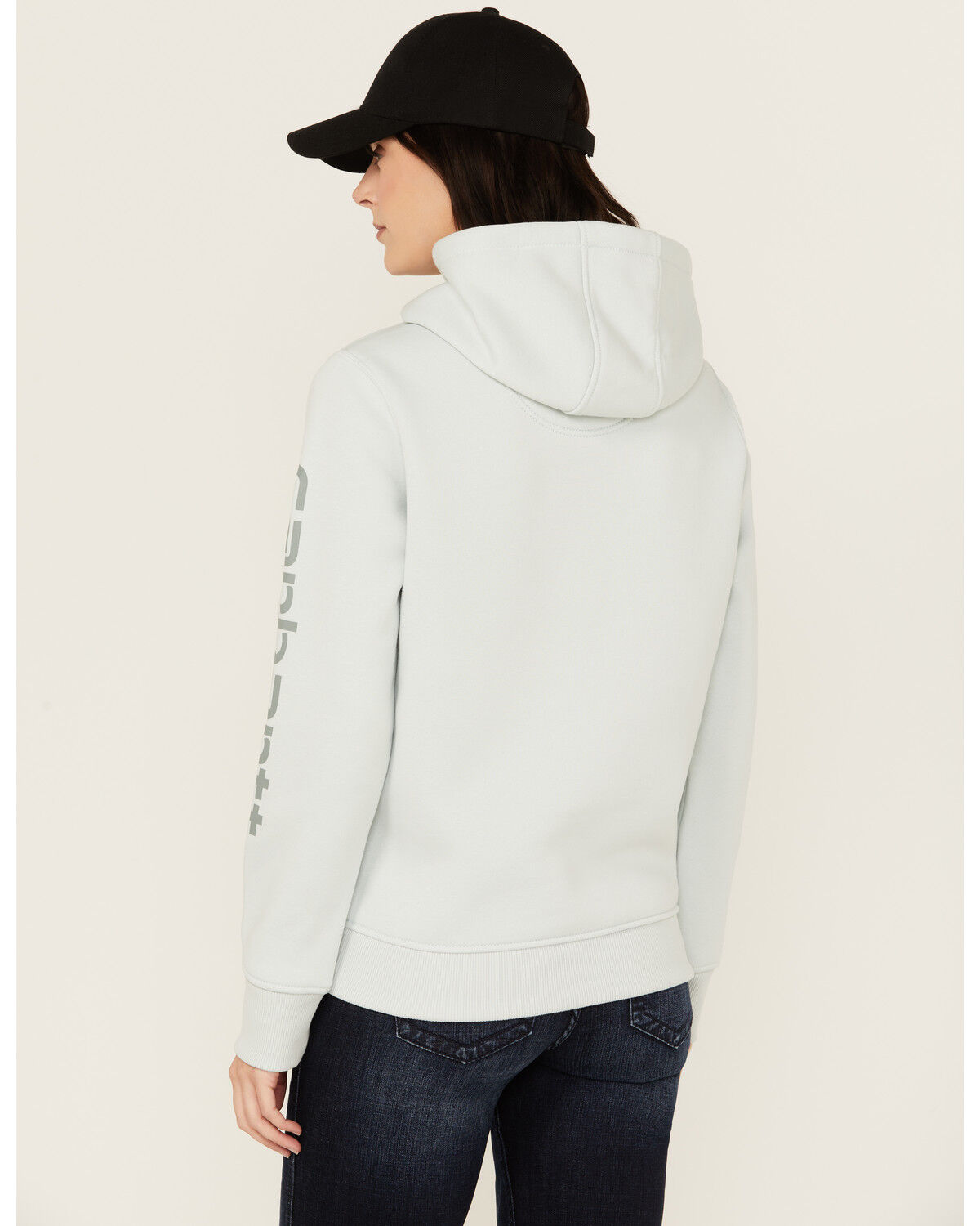 Image #4 - Carhartt Women's Relaxed Fit Midweight Logo Graphic Hoodie, Seafoam, hi-res