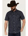 Image #1 - Moonshine Spirit Men's On Tour Floral Paisley Print Short Sleeve Snap Western Shirt , Blue, hi-res