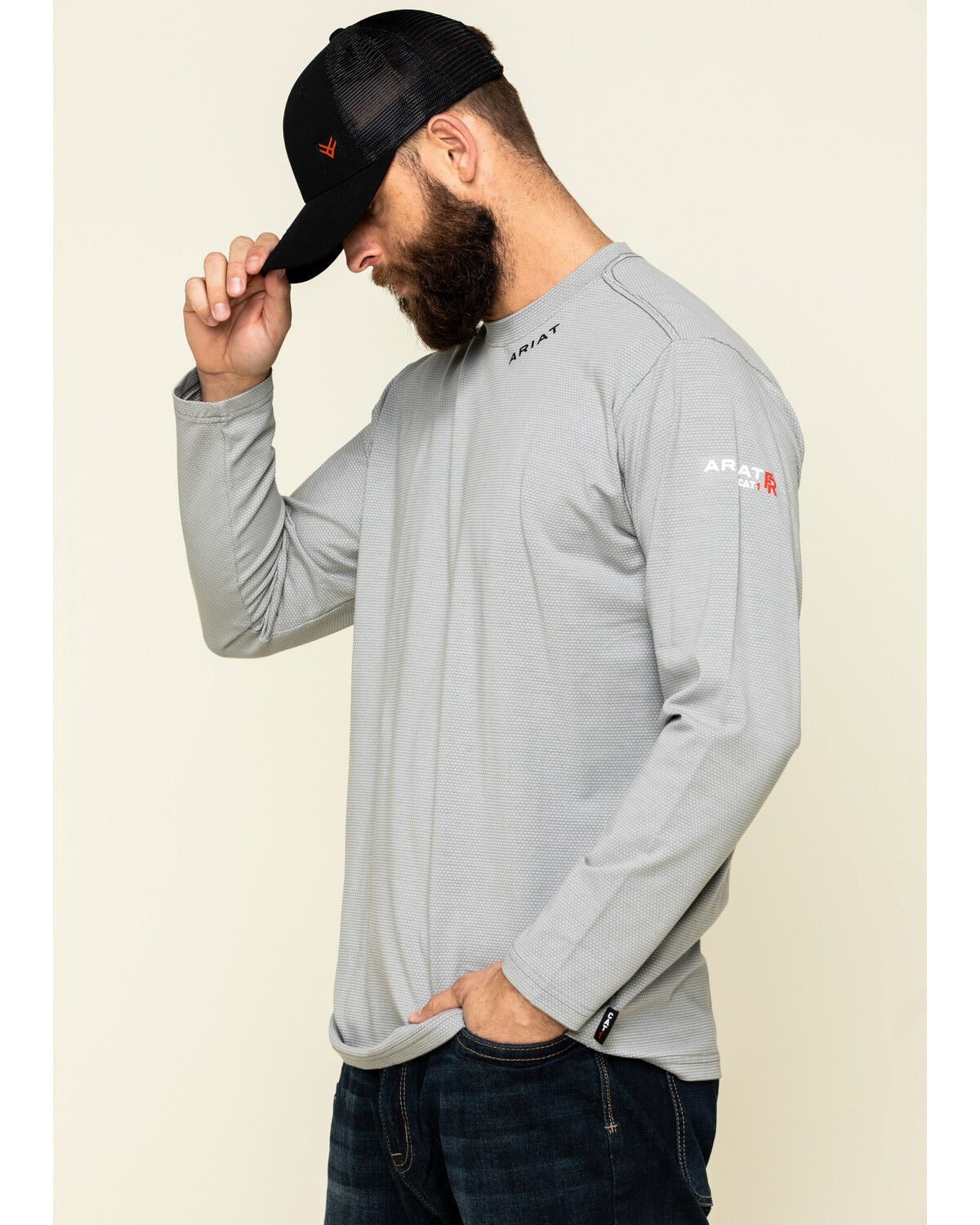 Image #3 - Ariat Men's Silver Fox FR Baselayer Long Sleeve Work T-Shirt - Big, Silver, hi-res