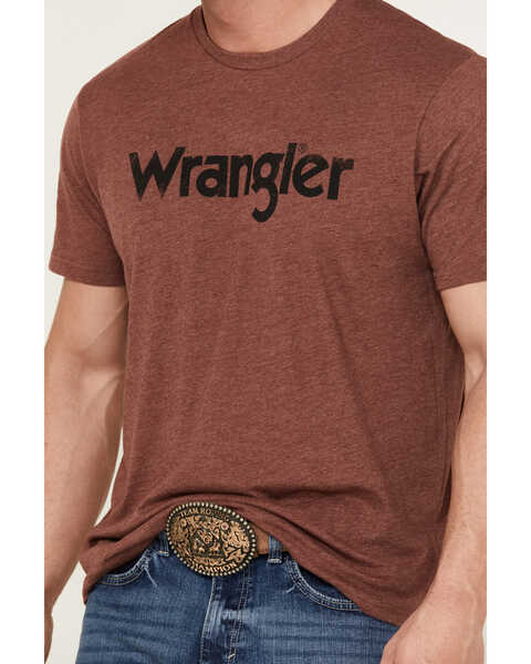 Image #3 - Wrangler Men's Basic Logo Short Sleeve Graphic Print T-Shirt , Burgundy, hi-res
