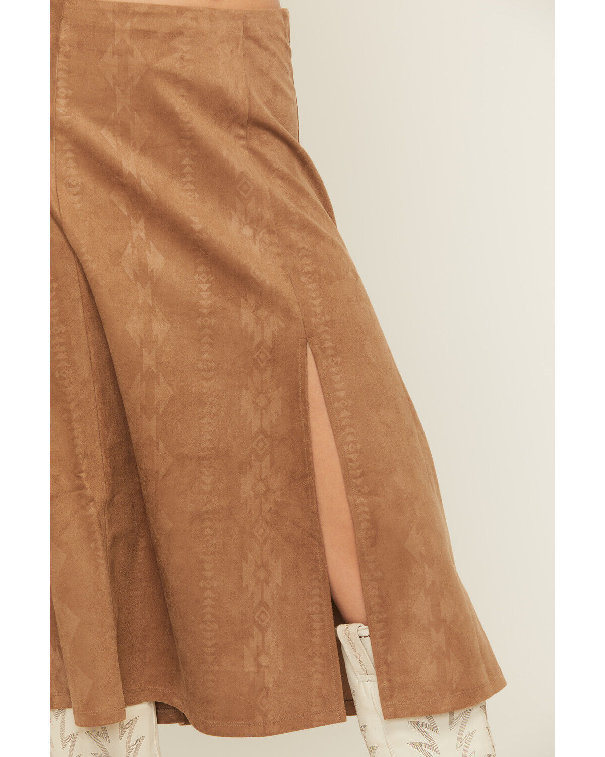 Image #2 - Shyanne Women's Embossed Southwestern Print Faux Suede Mini Skirt, Coffee, hi-res