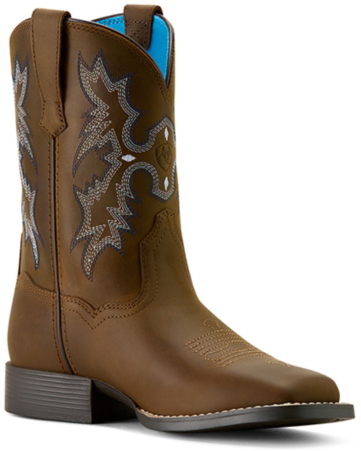 Ariat Boys' Tombstone Distressed Western Boots - Broad Square Toe, Brown, hi-res
