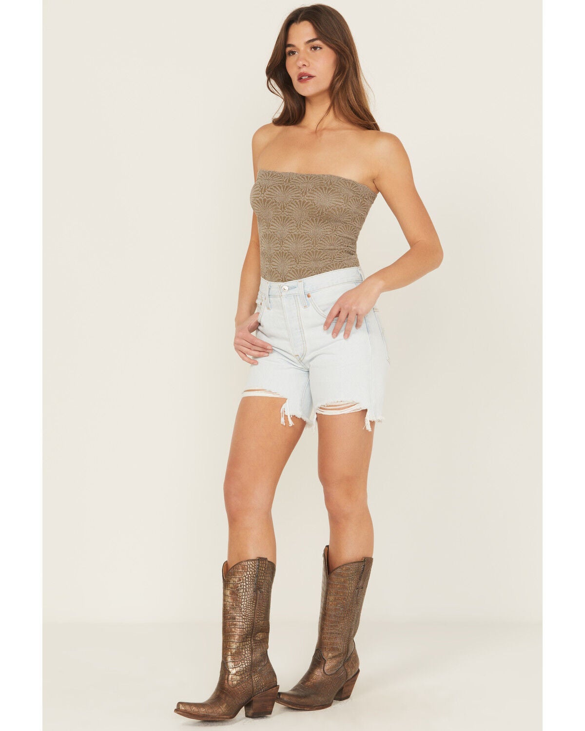 Levi's Women's 501&reg; Fade Off Light Wash High Rise Mid Thigh Denim Shorts, Light Wash, hi-res