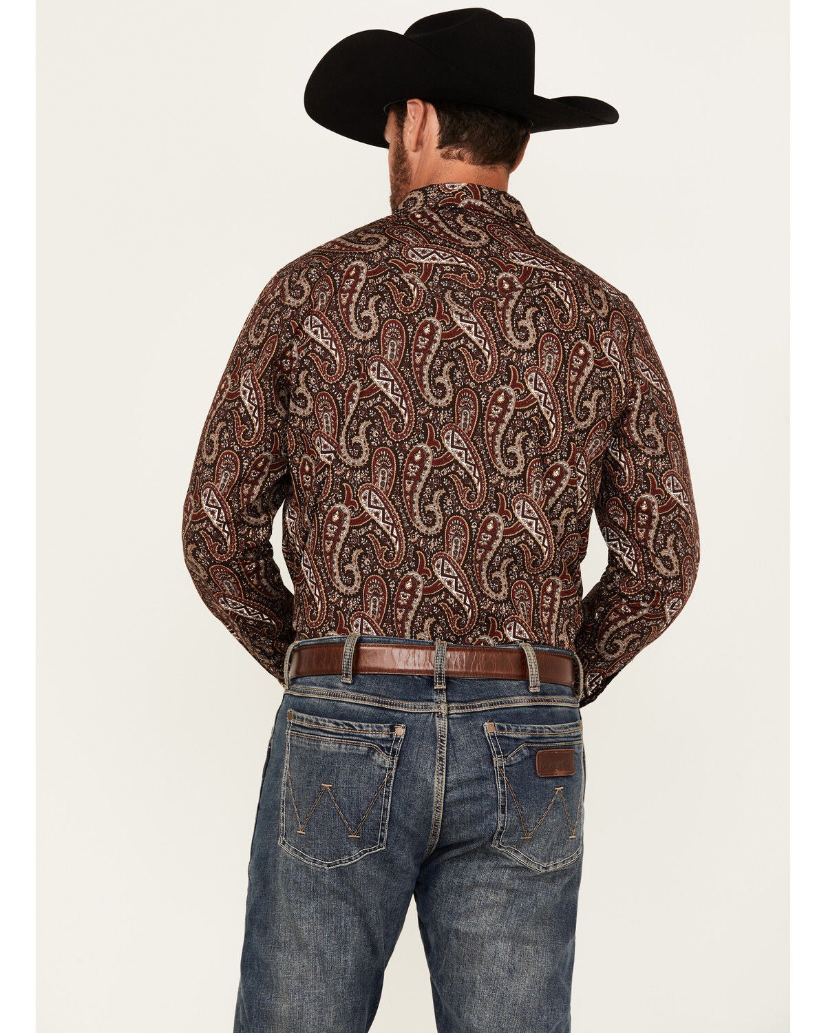 Image #4 - Cody James Men's Leo Paisley Print Long Sleeve Snap Western Shirt, Brown, hi-res