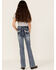 Grace in LA Girls' Border Print Bootcut Jeans, Blue, hi-res