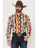 Image #1 - Wrangler Men's Checotah Southwestern Print Long Sleeve Snap Western Shirt, Orange, hi-res