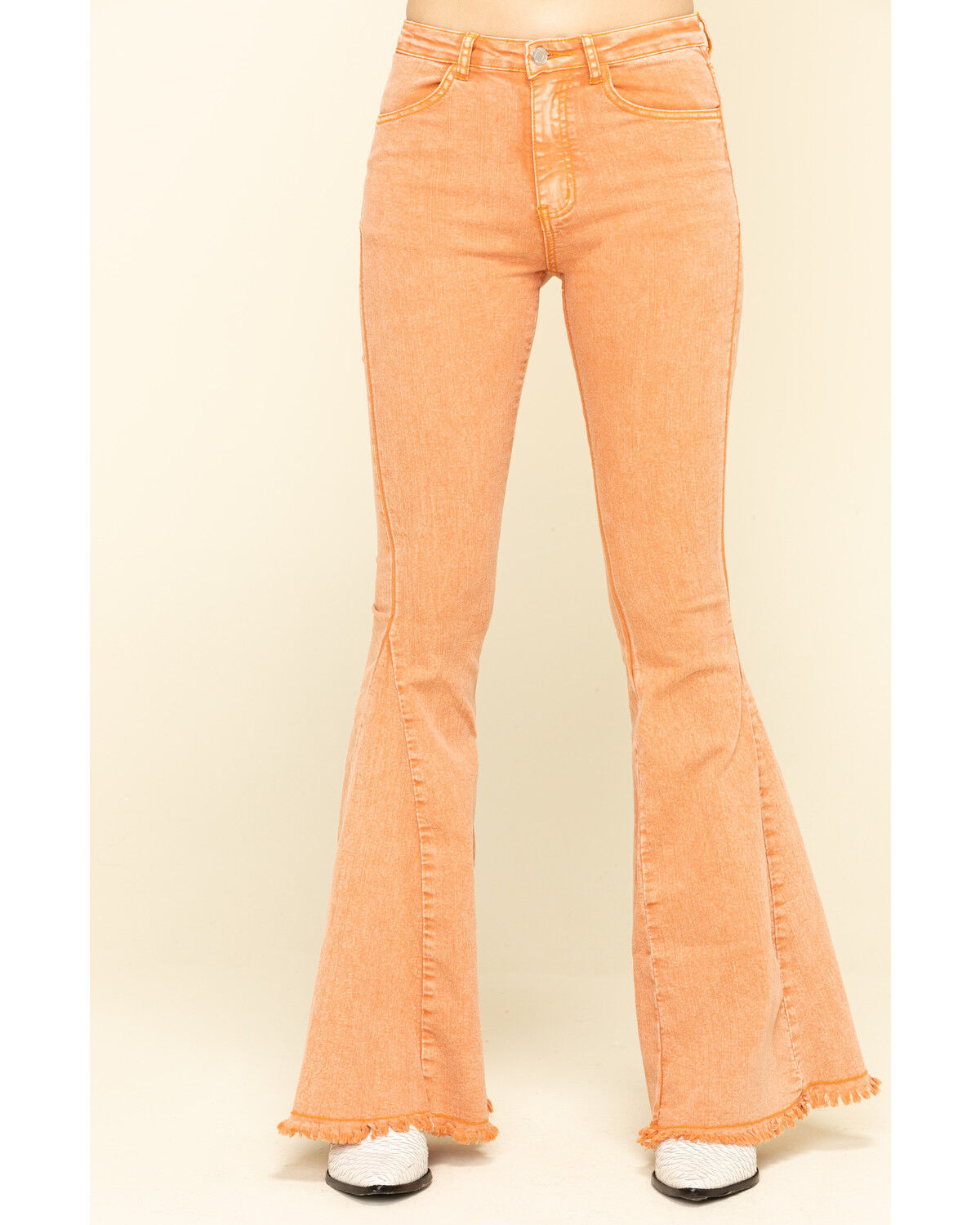 Orange flare jeans clearance
