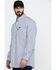 Cinch Men's FR Lightweight Vertical Striped Long Sleeve Work Shirt , Navy, hi-res