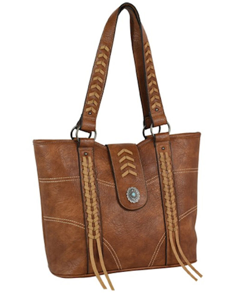 Justin Women's Brown Laced Trip Leather Tote Bag, Brown, hi-res