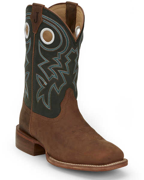 Image #1 - Justin Men's Frontier Western Boots - Broad Square Toe, Tan, hi-res
