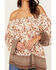 Wild Moss Women's Floral Border Peasant Top, Ivory, hi-res