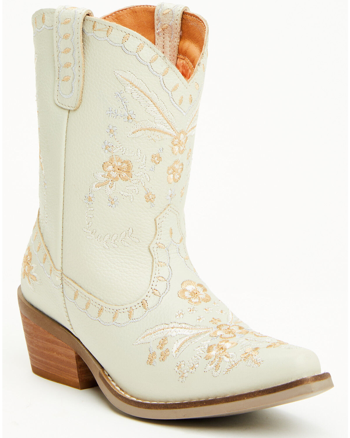 Image #1 - Dingo Girls' Full Bloom Western Boots - Snip Toe, White, hi-res