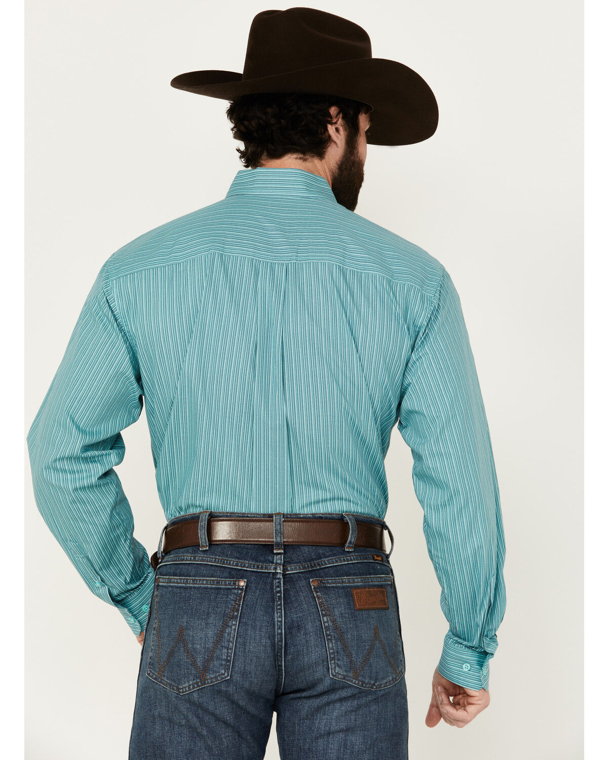 Image #4 - Cinch Men's Striped Long Sleeve Button-Down Western Shirt, Turquoise, hi-res