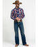 Image #6 - Rock & Roll Denim Men's Plaid Logo Long Sleeve Western Shirt , Red, hi-res