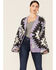 Image #1 - HyFve Women's Long Sleeve Lavender Geometric Print Button Down Cardigan , , hi-res