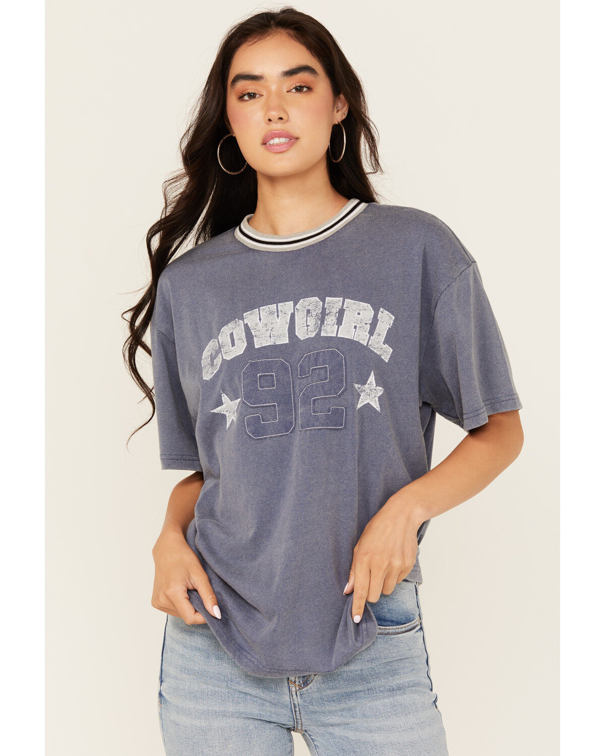 Image #1 - Youth in Revolt Women's Cowgirl 92 Short Sleeve Graphic Tee, Blue, hi-res