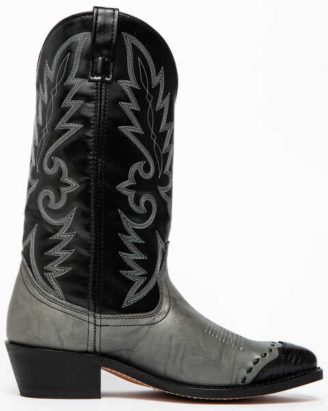Laredo Men's Lizard Print Wingtip Western Boots - Pointed Toe, Grey, hi-res