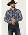 Image #1 - Rock & Roll Denim Men's Tek Southwestern Print Long Sleeve Pearl Snap Western Shirt, Blue, hi-res