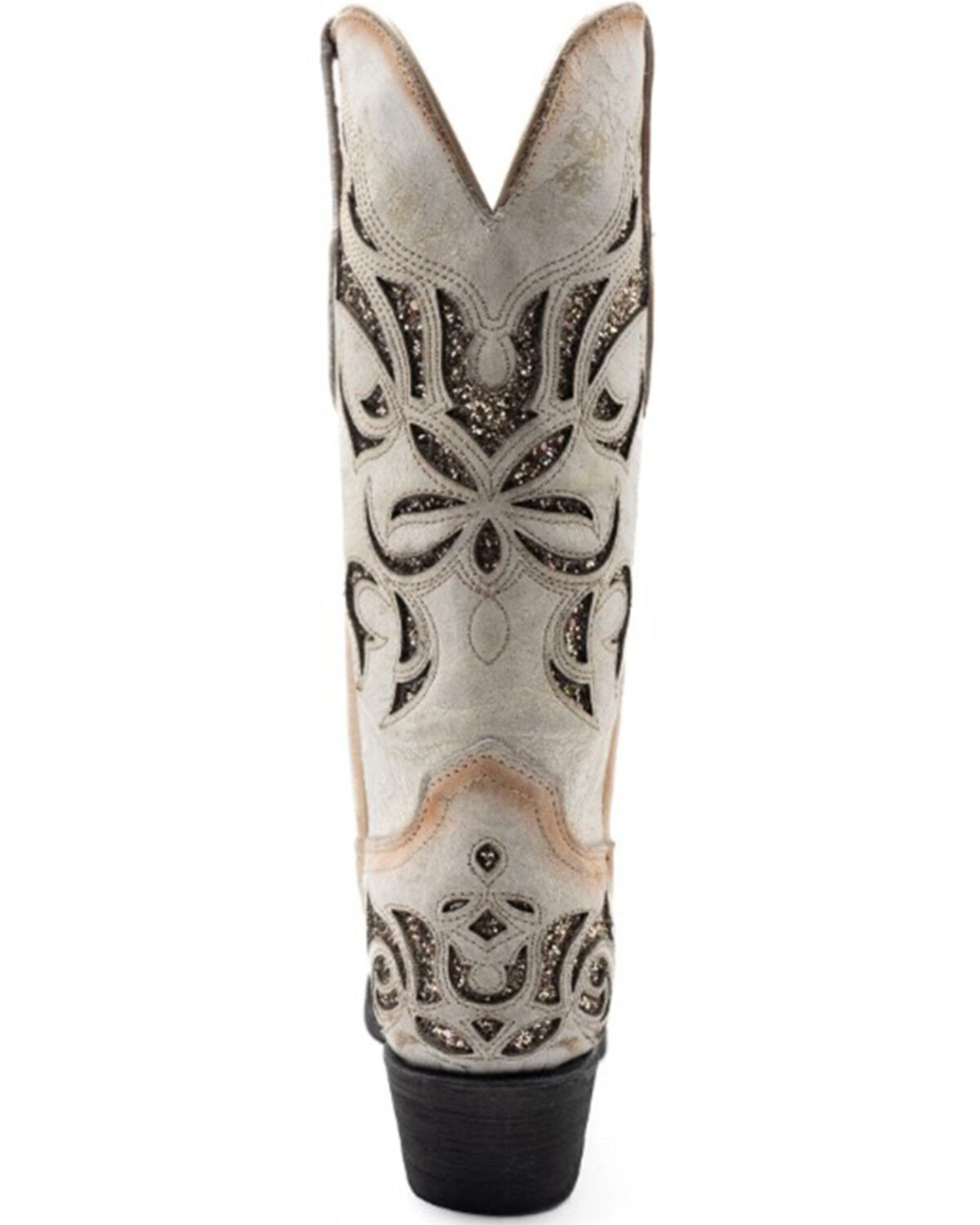 Image #5 - Ferrini Women's Sasha Inlay Western Boots - Snip Toe, Cream, hi-res