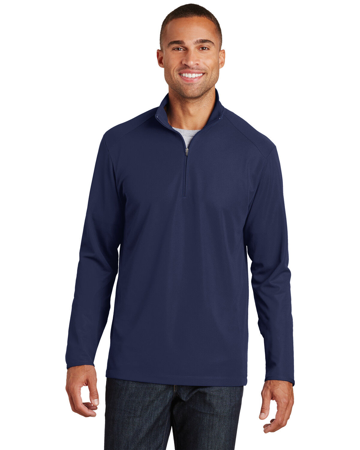 Image #1 - Port Authority Men's True Navy 3X Pinpoint Mesh 1/2 Zip - Big & Tall, Navy, hi-res