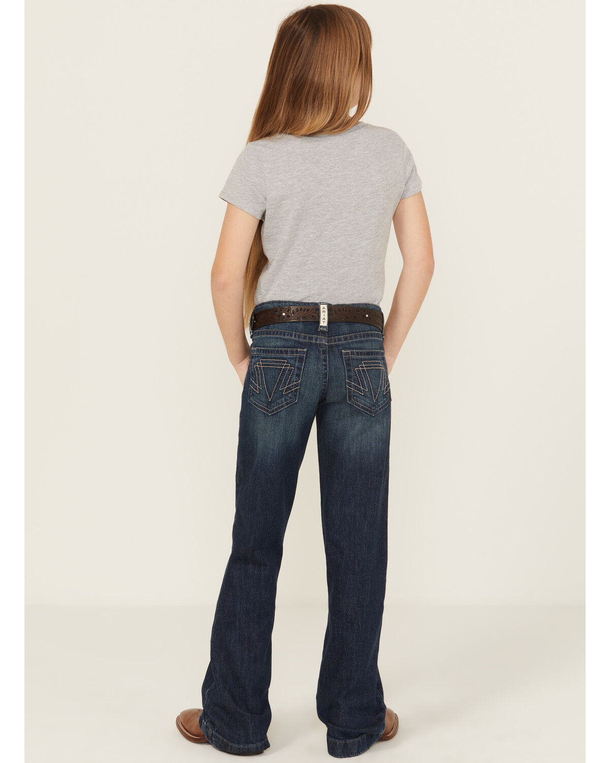 Image #4 - Ariat Girls' Elsie Dark Wash Trouser Denim Jeans, Blue, hi-res