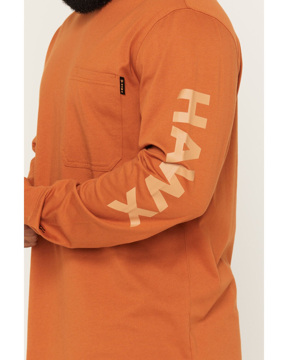 Image #3 - Hawx Men's Logo Graphic Long Sleeve Work T-Shirt, Rust Copper, hi-res