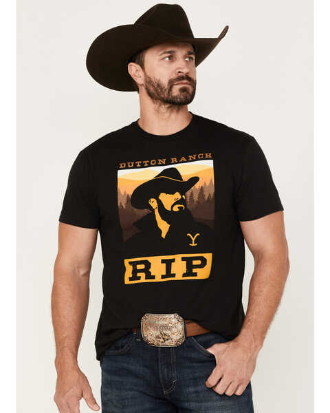 Image #1 - Changes Men's RIP Outlaw Yellowstone Graphic T-Shirt, Black, hi-res