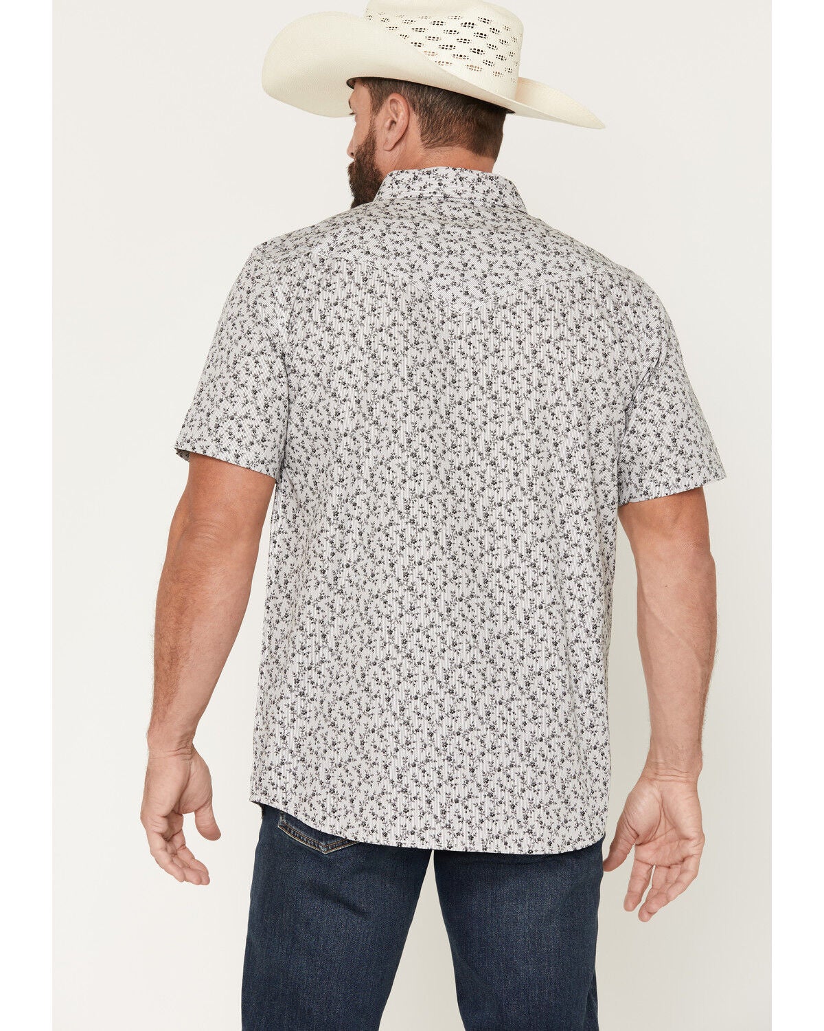 Image #4 - Moonshine Spirit Men's Runaway Floral Print Short Sleeve Snap Western Shirt, White, hi-res