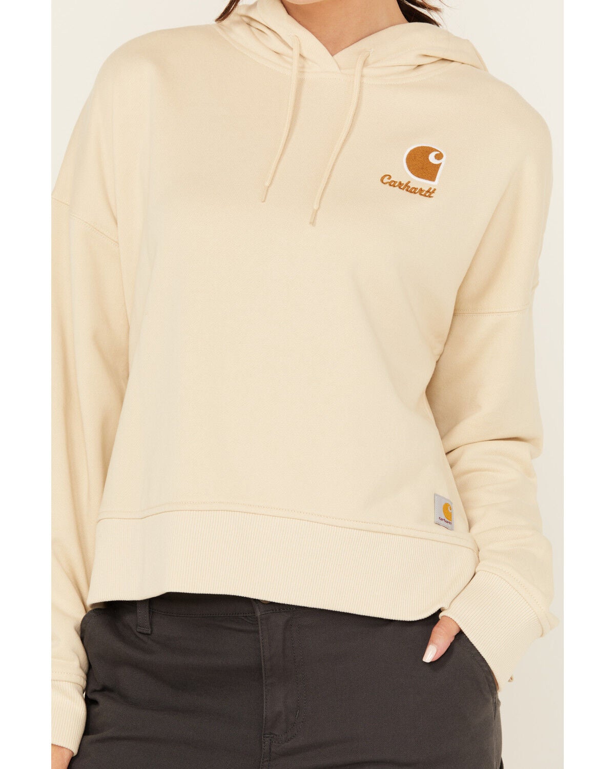Image #3 - Carhartt Women's Tencel Fiber Series Loose Fit Graphic Hoodie, Oatmeal, hi-res