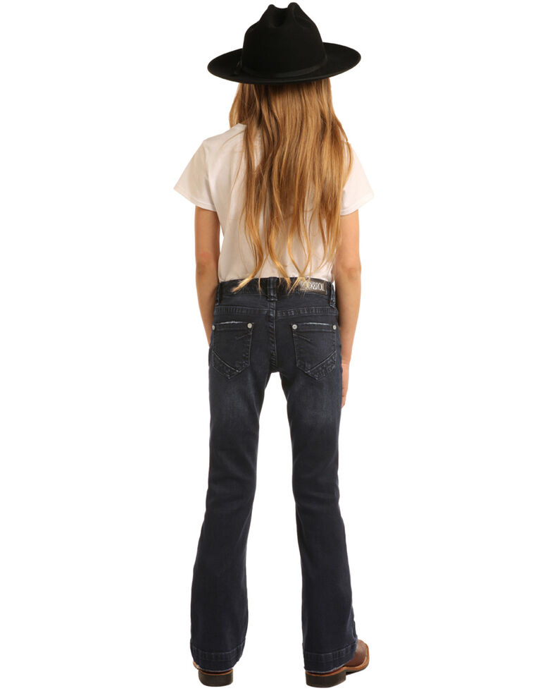 Rock & Roll Denim Girls' Dark Vintage Trousers , Blue, hi-res