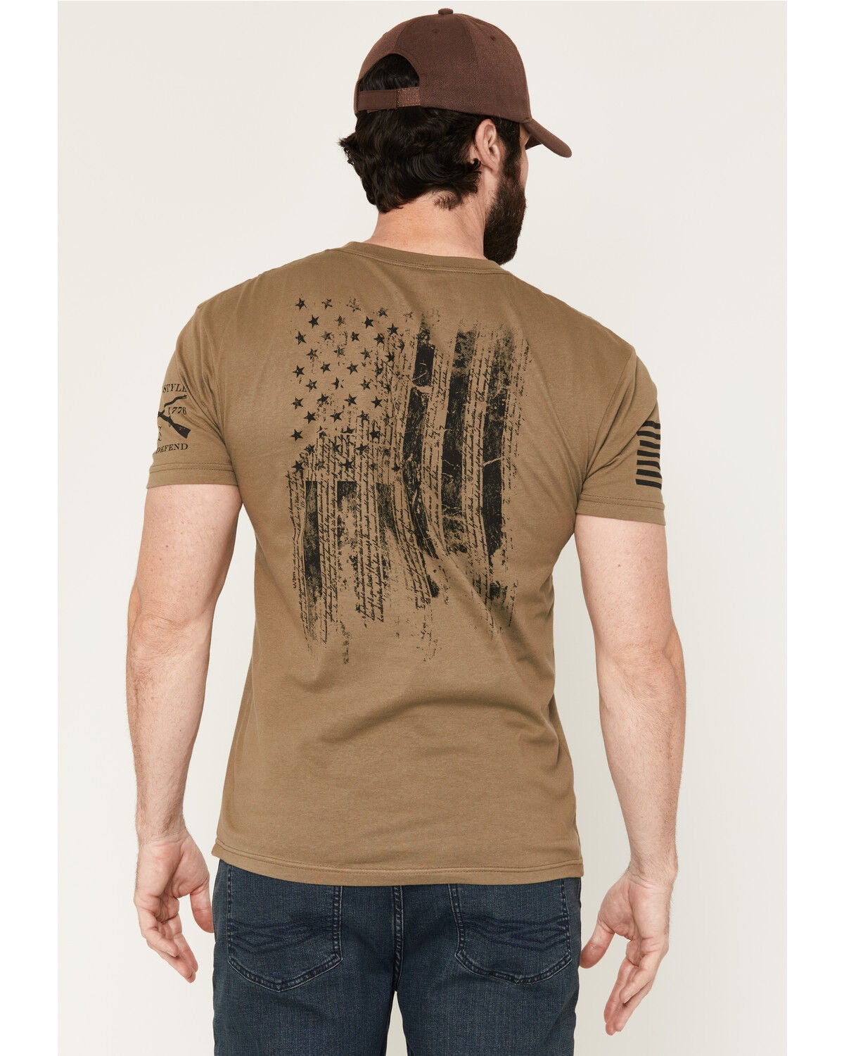 Grunt Style Men's 1776 Flag Short Sleeve Graphic T-Shirt - Big, Olive, hi-res
