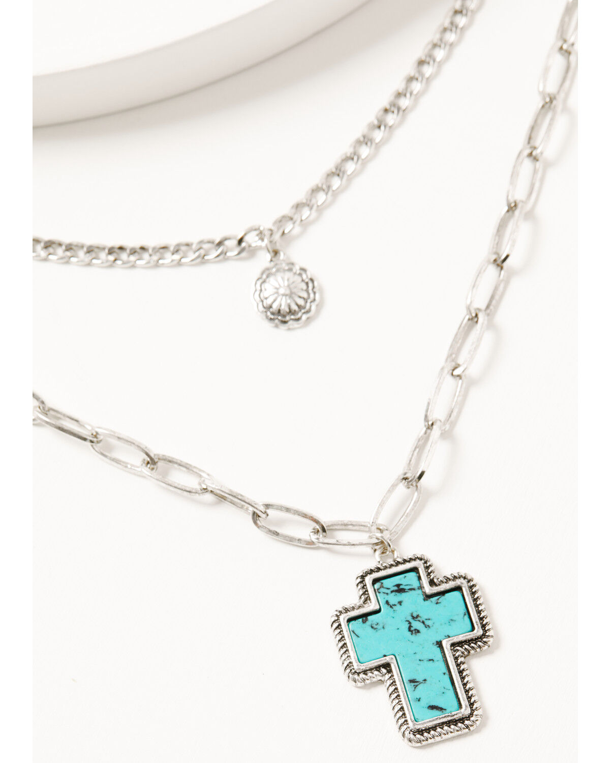 Image #2 - Shyanne Women's Two-Layer Cross Pendant Necklace, Silver, hi-res
