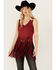 Image #1 - Idyllwind Women's Monticello Fringe Faux Suede Studded Tank , Dark Red, hi-res