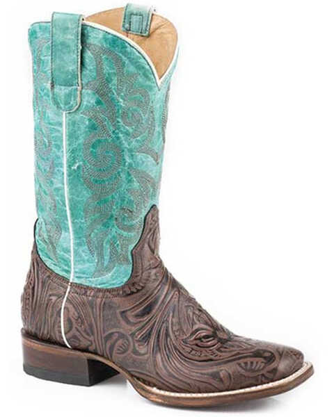 Roper Women's Florence Embossed Vamp Performance Western Boots - Square Toe , Brown, hi-res