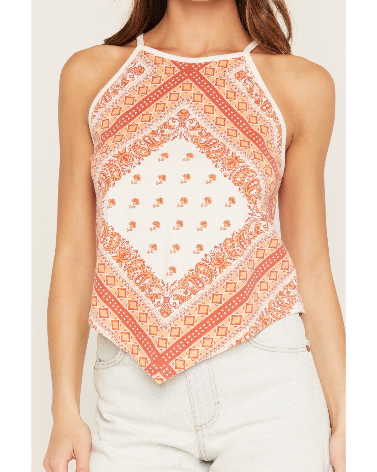 Image #3 - Rock & Roll Denim Women's Bandana Print Tank Top, Orange, hi-res