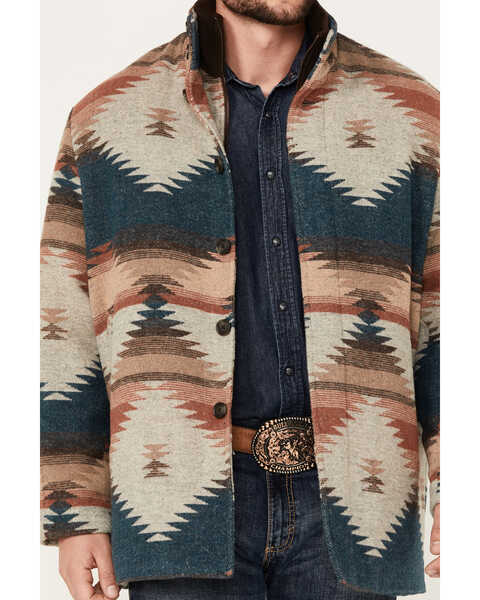Image #3 - Cripple Creek Men's Southwestern Print Wool Jacket, Tan, hi-res