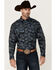 Image #1 - Cowboy Hardware Men's Peacock Paisley Print Long Sleeve Snap Western Shirt, Black, hi-res