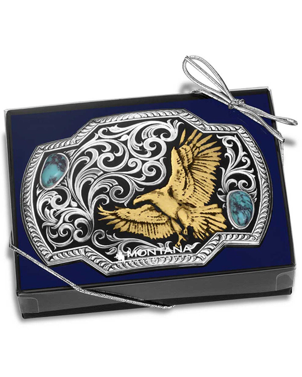 Image #3 - Montana Silversmiths Two-Toned Eagle Belt Buckle, Silver, hi-res