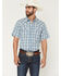 Image #1 - Cody James Men's Briggs Plaid Print Short Sleeve Snap Western Shirt - Big, Blue, hi-res