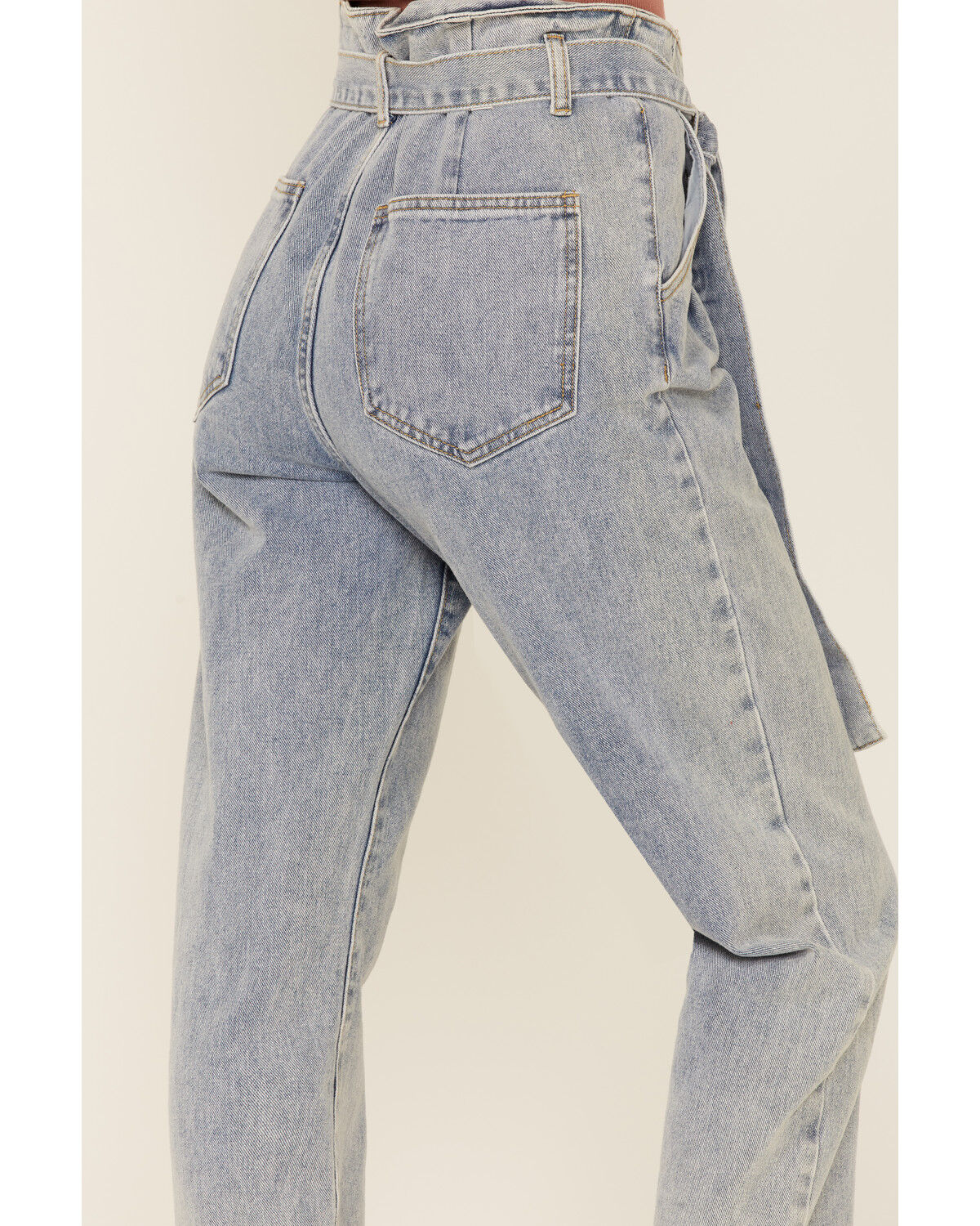 Image #3 - Wishlist Women's Acid Wash Tie Waist High Rise Jeans, Blue, hi-res