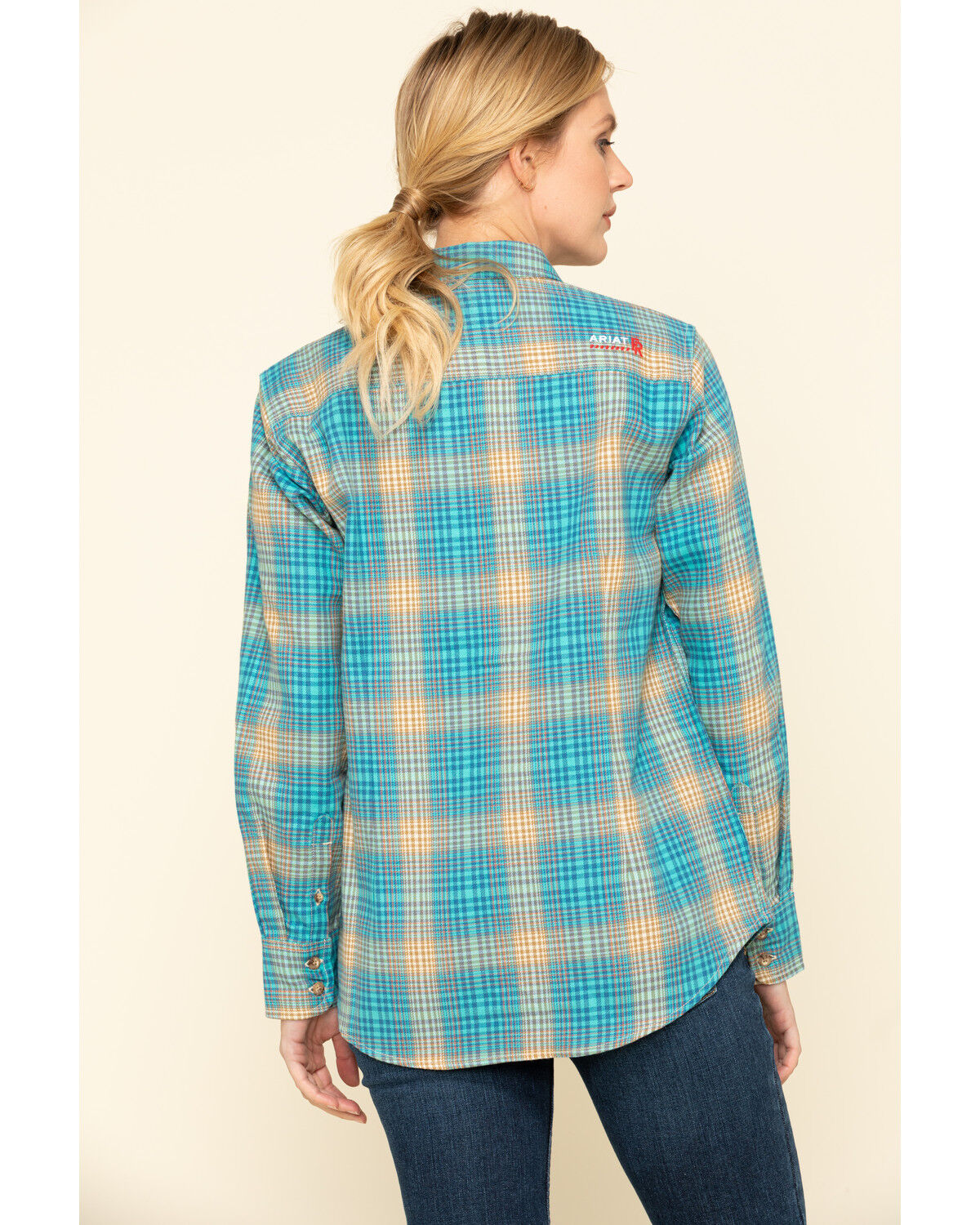 Image #2 - Ariat Women's Boot Barn Exclusive FR Savana Plaid Print Long Sleeve Work Shirt, , hi-res