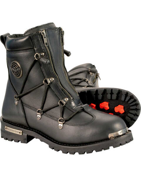 Milwaukee Leather Men's Twin Zipper Cap Toe Boots - Round Toe, Black, hi-res