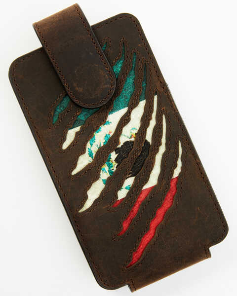 Image #1 - Cody James Men's Scratch Mexican Flag Cell Phone Holder Clip-On Case, Brown, hi-res