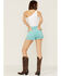 Image #3 - Rolla's Women's High Rise Corduroy Dusters Slim Shorts, Teal, hi-res