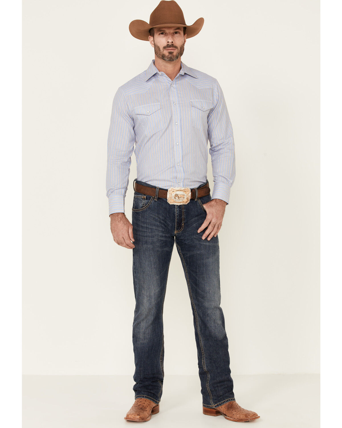 Image #2 - Roper Men's Classic Striped Long Sleeve Pearl Snap Western Shirt, , hi-res