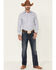 Roper Men's Classic Striped Long Sleeve Pearl Snap Western Shirt , Blue, hi-res