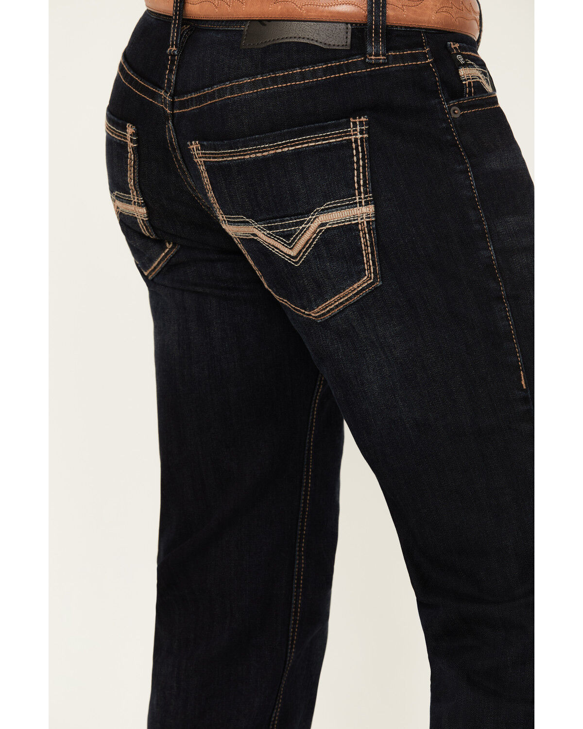 Image #4 - Rock & Roll Denim Men's Boot Barn Exclusive Pistol Dark Wash Stackable Straight Reflex Stretch Denim Jeans, Dark Wash, hi-res
