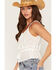 Image #2 - Lovestitch Women's Eyelet Peplum Tank Top, White, hi-res