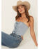 Image #1 - Blue B Women's Bow Tie Denim Bustier, Light Wash, hi-res